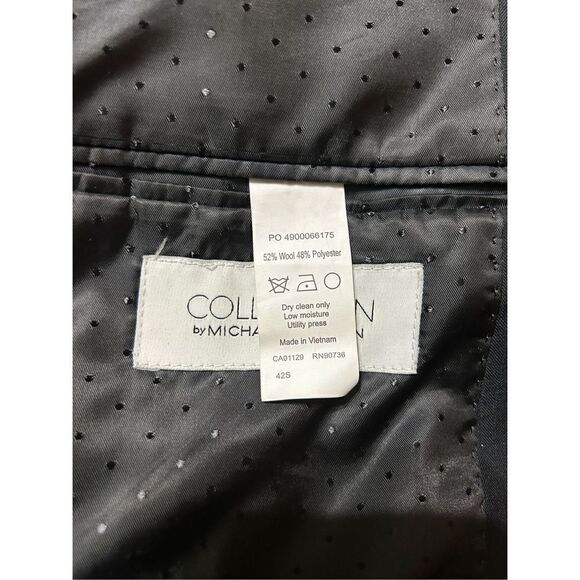 Michael Strahan Collection Dual Vents Wool Blend Black Striped Blazer Jacket 42S - Picture 5 of 8